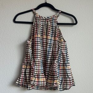 LOFT Multicolor Plaid Halter Top